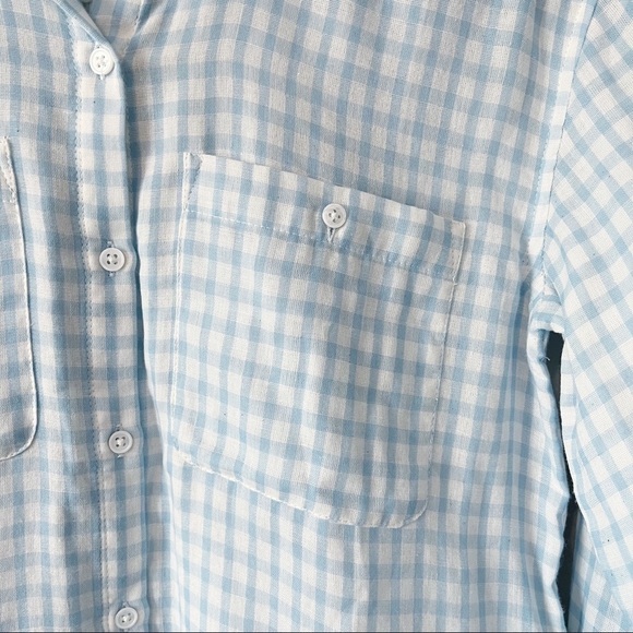Joie NWT Lidelle Cotton Gauze Button Down Gingham Shirt Blue/White Size XXS $228 - Picture 7 of 14